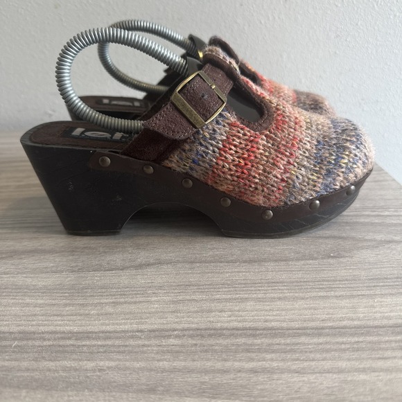 lei Shoes - L.E.I. Bundle up Wool Knit Clogs Women's Sz 7 Vintage Platform Shoes Multicolor